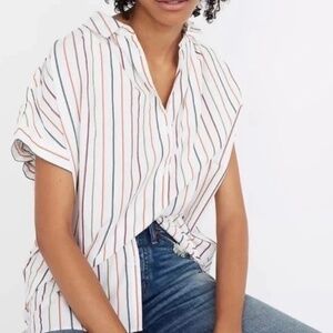 Madewell The Central Shirt Oversized Cotton Workwear Cottagecore Womens Top XXS